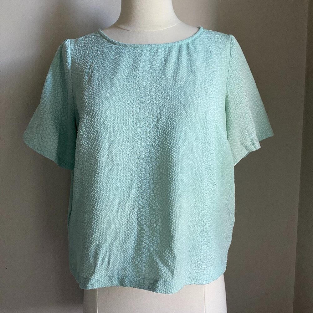 Cooper and Ella Mint Green textured short-sleeved blouse
